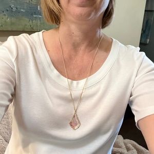 Kendra Scott long gold pendant necklace dichroic glass